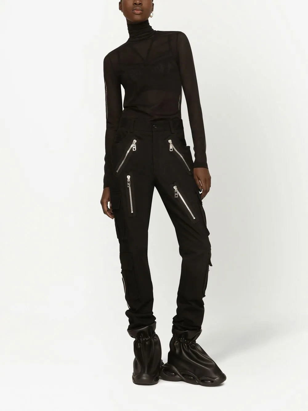 Sheer Half-Zip Mesh Top