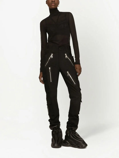 Sheer Half-Zip Mesh Top