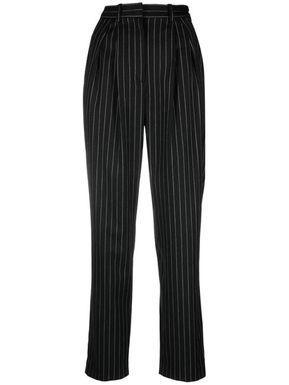 Pinstripe Straight-Leg Trousers