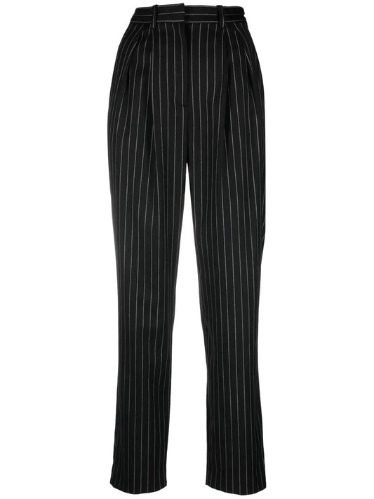Pinstripe Straight-Leg Trousers