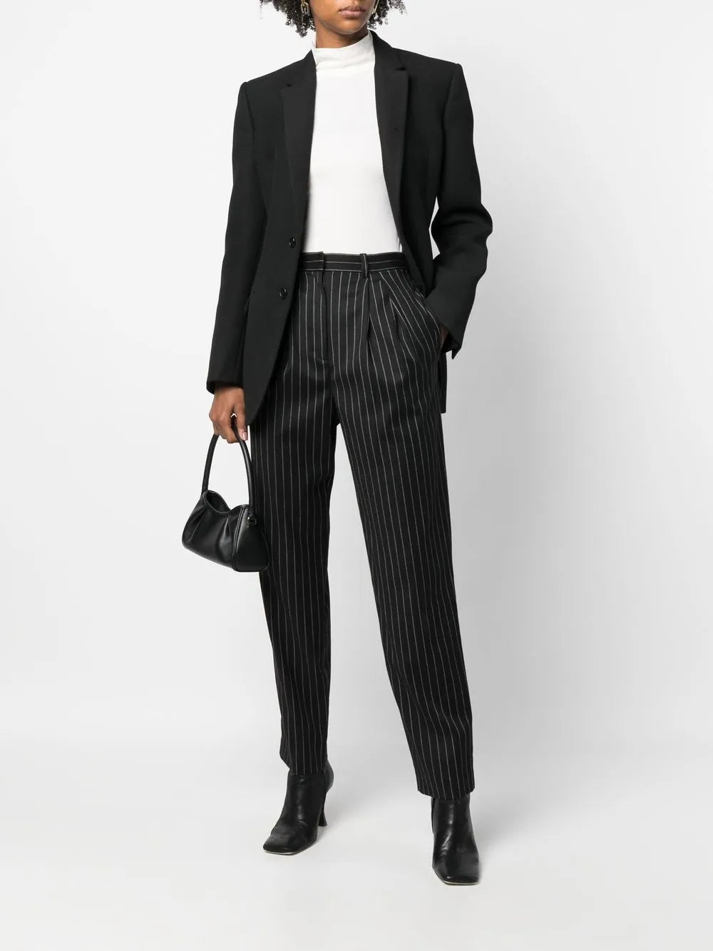 Pinstripe Straight-Leg Trousers
