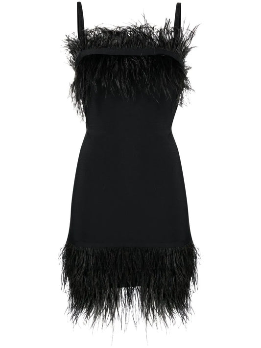 Feather-Trim Minidress