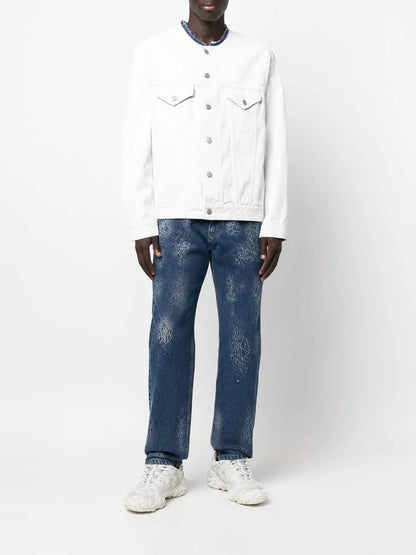 Collarless Denim Jacket
