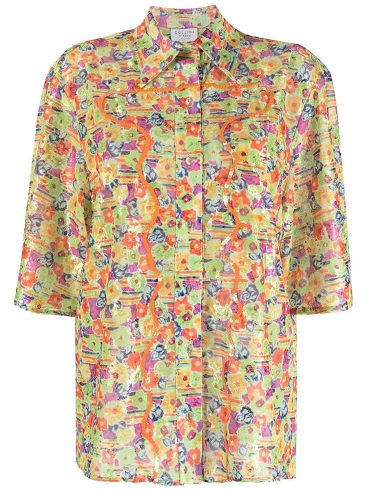 Floral-Print Sequin-Detail Shirt