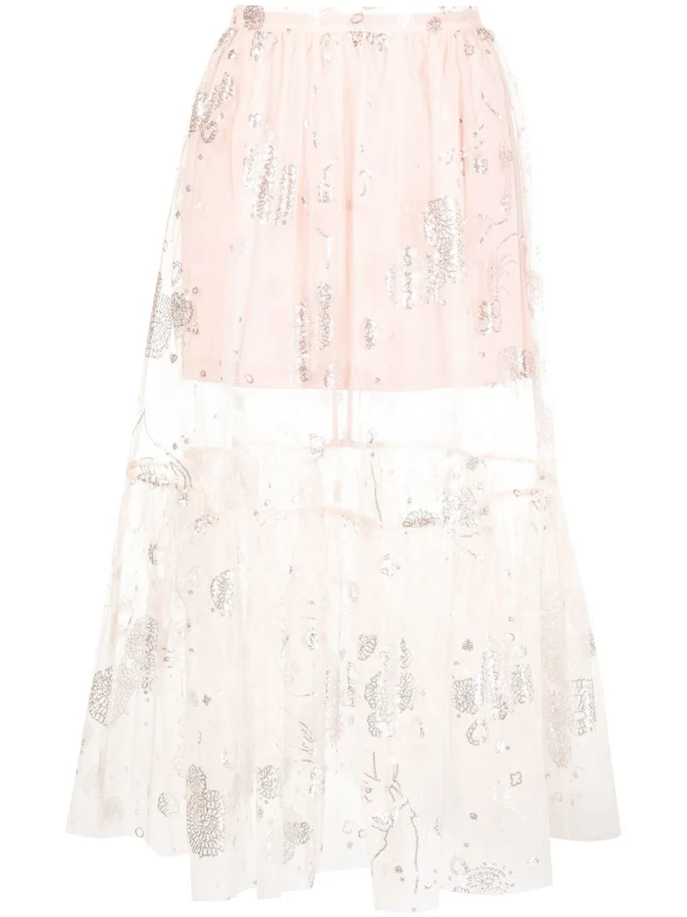 Sequin-Embellished Sheer Tulle Skirt