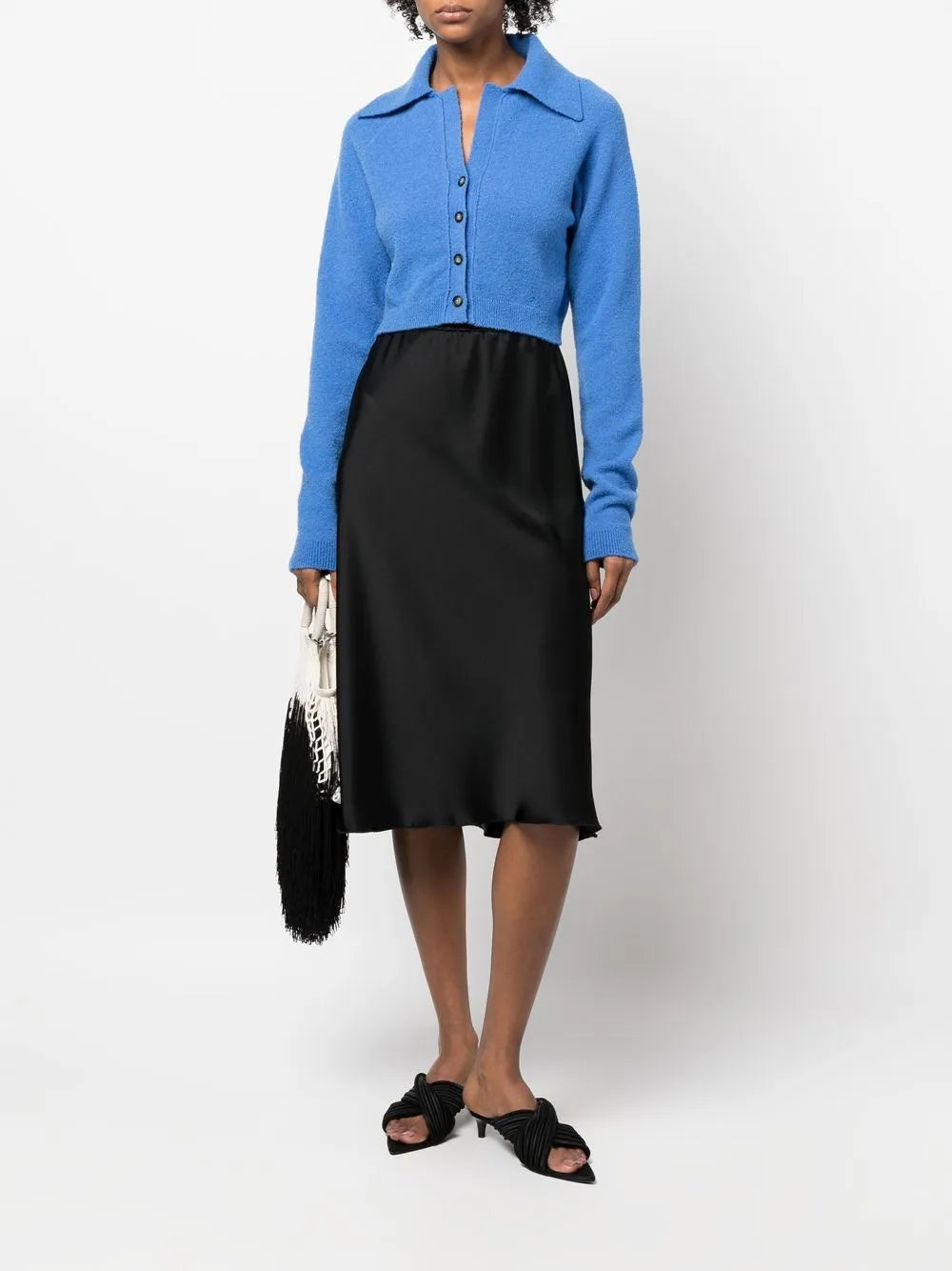 Spread-Collar Cropped Cardigan