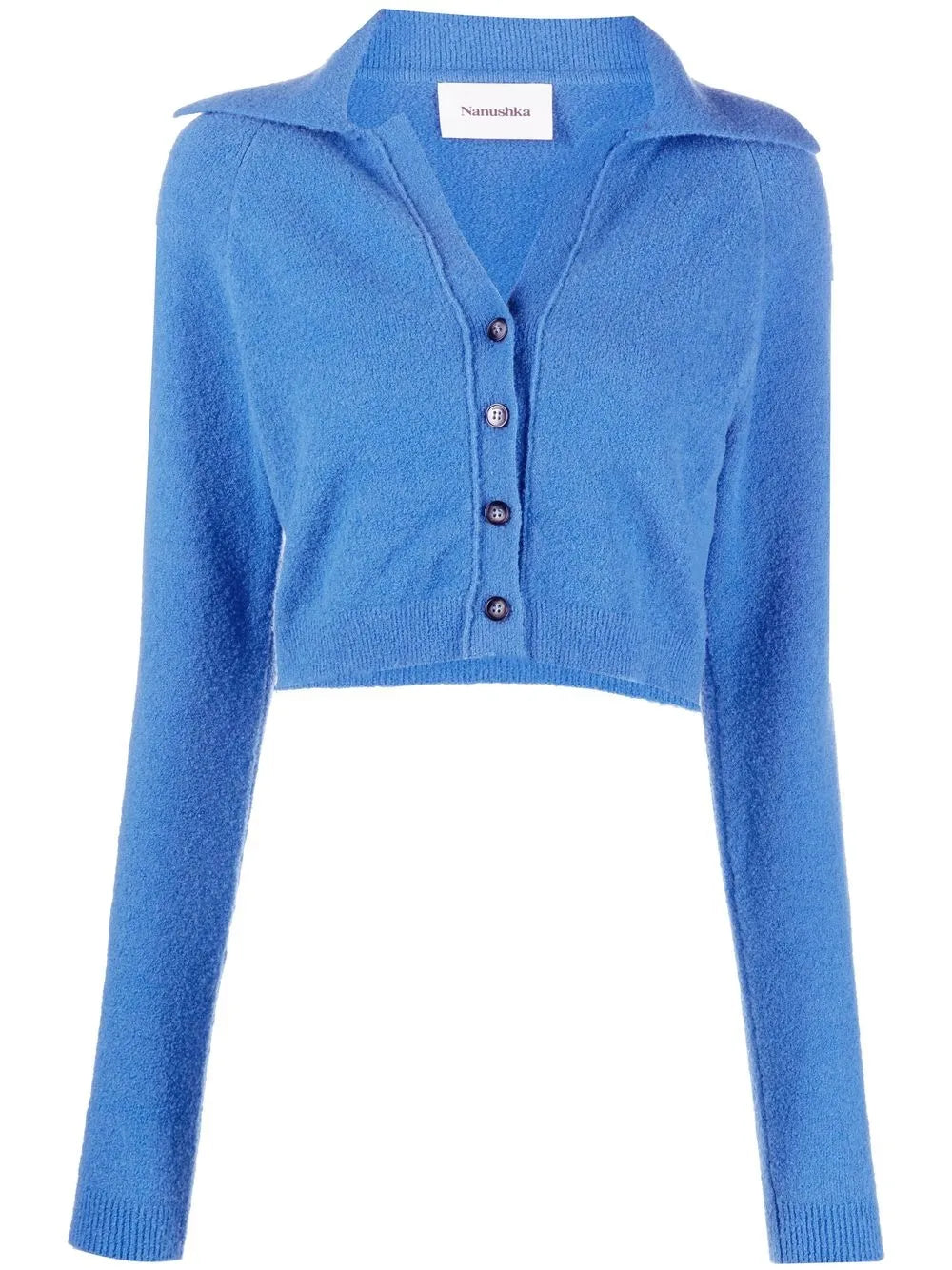 Spread-Collar Cropped Cardigan