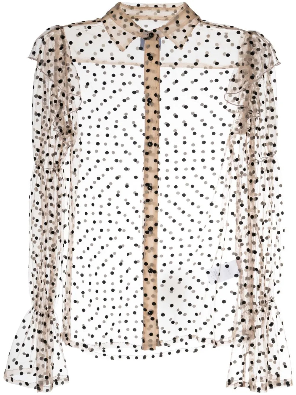 Sheer Polka-Dot Tulle Shirt