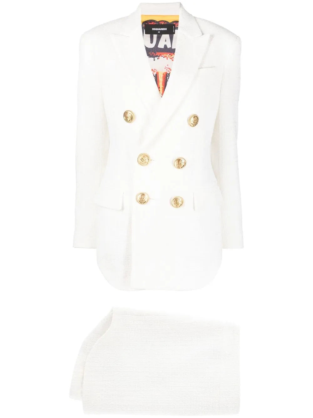 Fitted Double-Breasted Suit Skirt