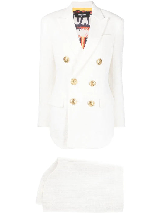 Fitted Double-Breasted Suit Skirt