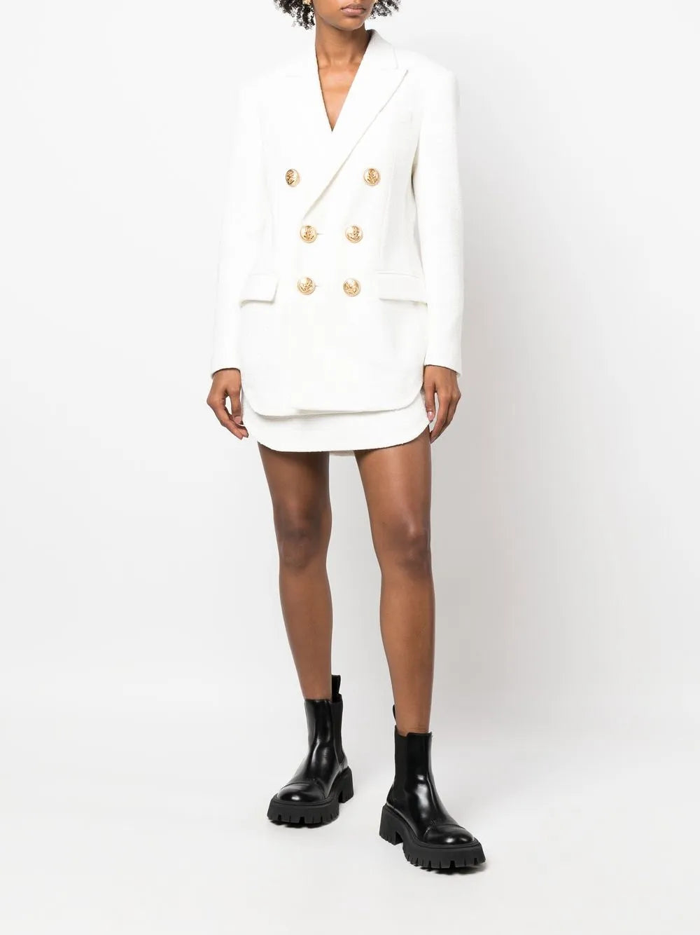 Fitted Double-Breasted Suit Skirt