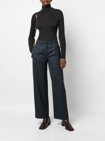 Wool-Blend Straight-Leg Trousers