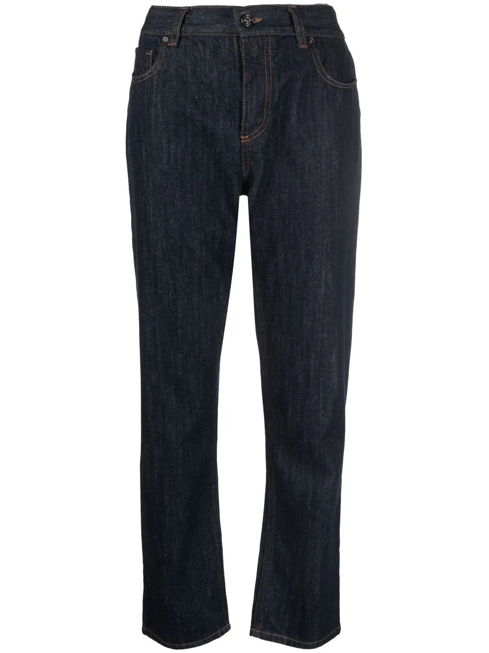 Chevron-Detail Tapered Jeans