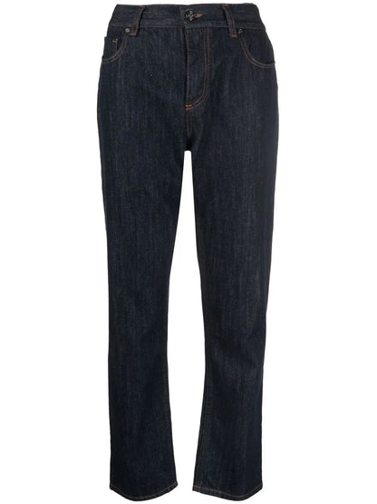 Chevron-Detail Tapered Jeans