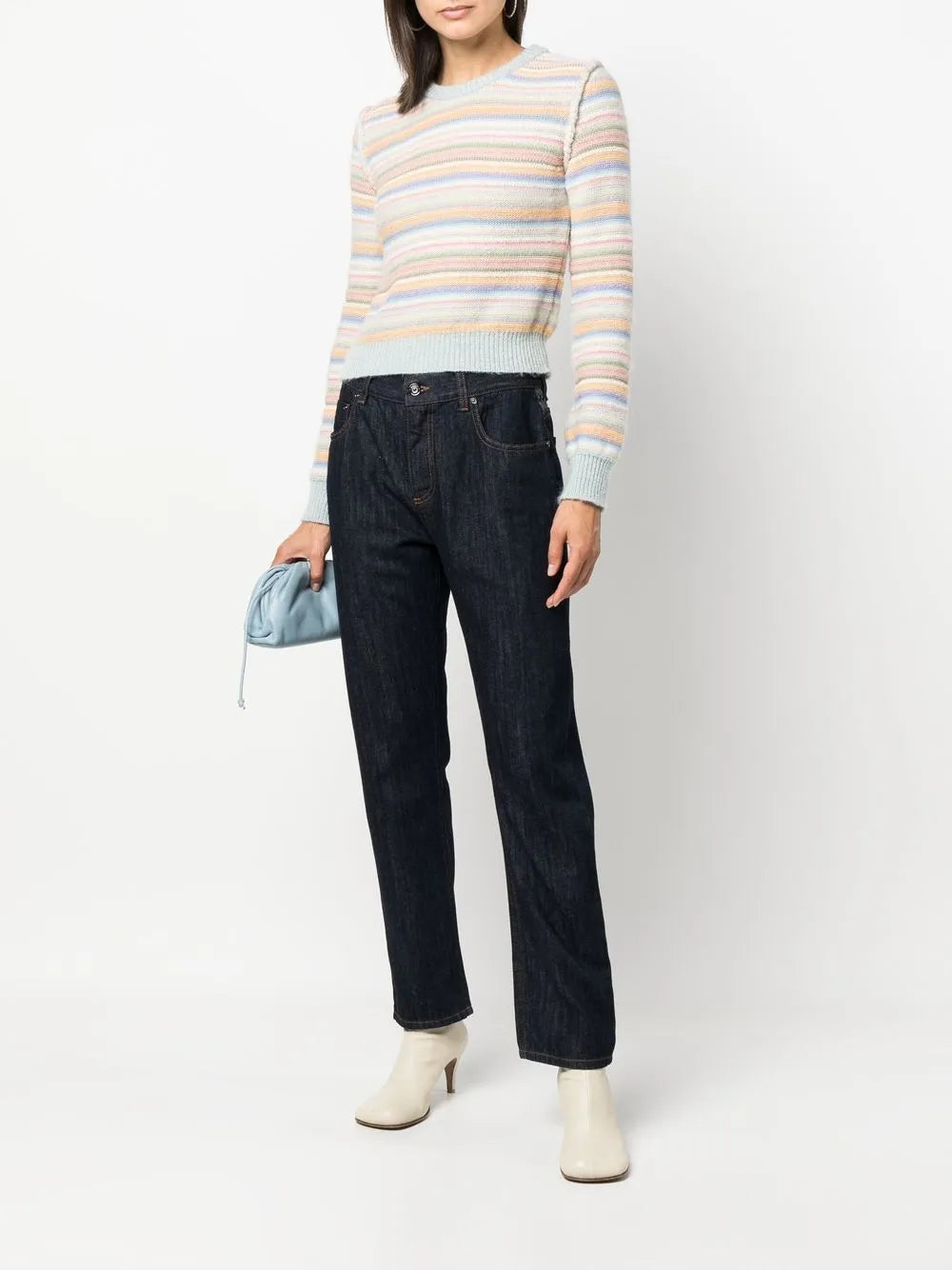 Chevron-Detail Tapered Jeans