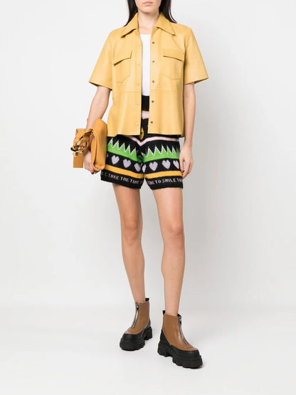 Graphic-Print Knitted Shorts