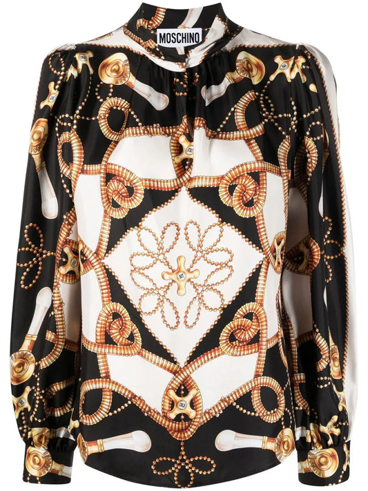 Baroque Pattern-Print Silk Shirt