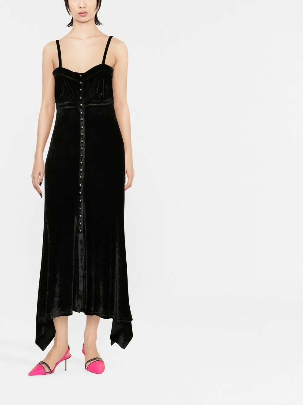 Asymmetric Button-Up Midi Dress