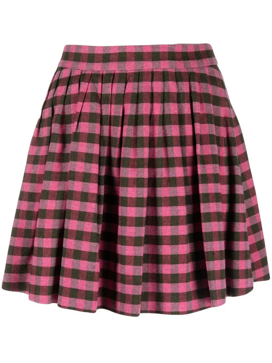 High-Waisted Check-Pattern Skirt
