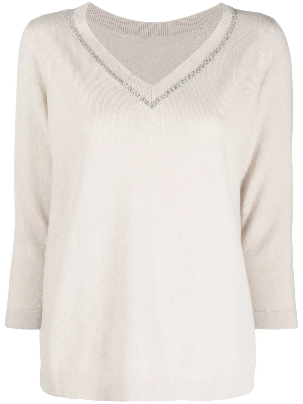 V-Neck Metallic Trim Jumper