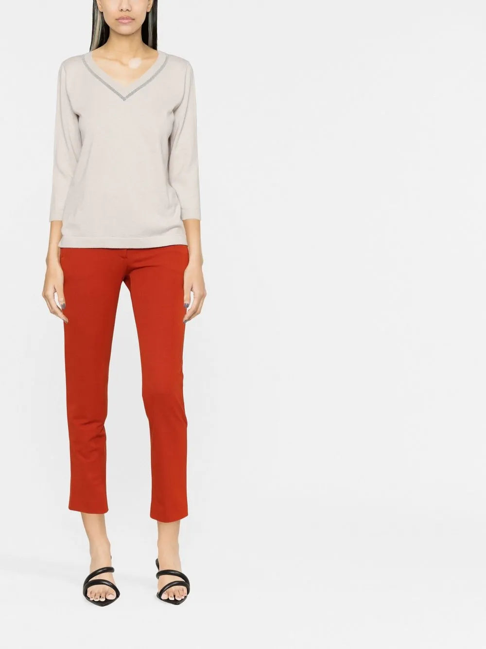 V-Neck Metallic Trim Jumper