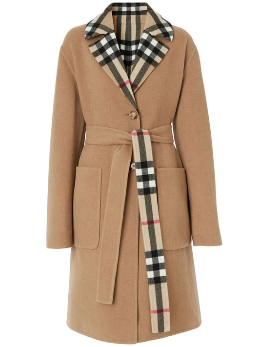 Reversible Check Wool Coat