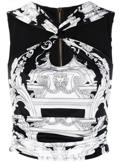 Silver Baroque Cropped Top