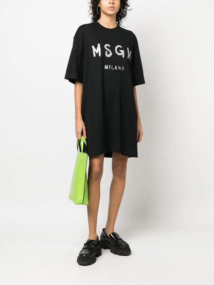 Logo-Print Glitter T-Shirt Dress
