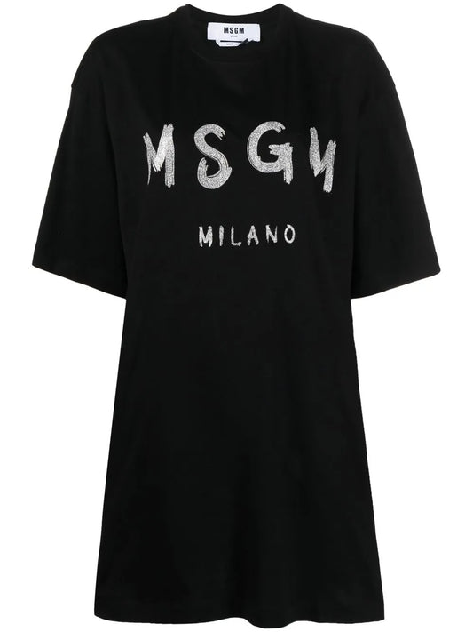 Logo-Print Glitter T-Shirt Dress