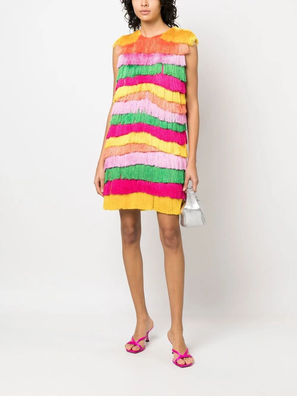 Fringed Tiered Mini Dress