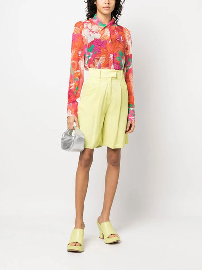 Floral-Print Crepe Shirt