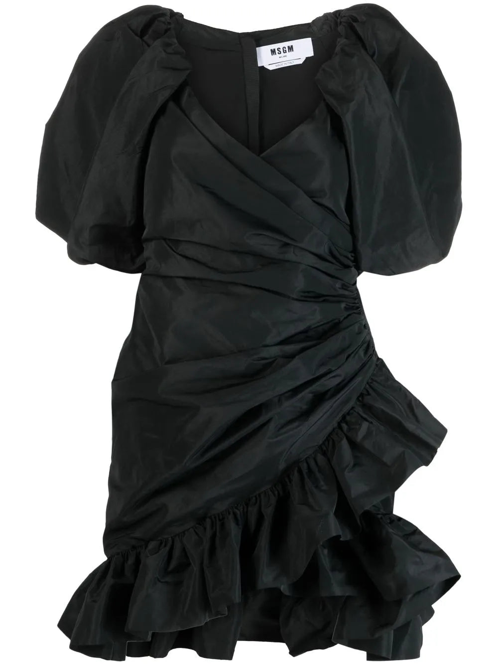 Puff-Sleeved Wrap Dress