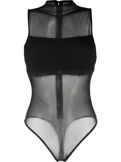 Nichol High-Neck Sleeveless Mesh Bodysuit