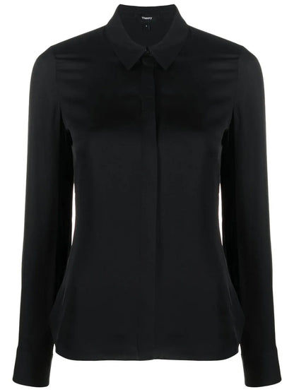 Silk Concealed Placket Shirt