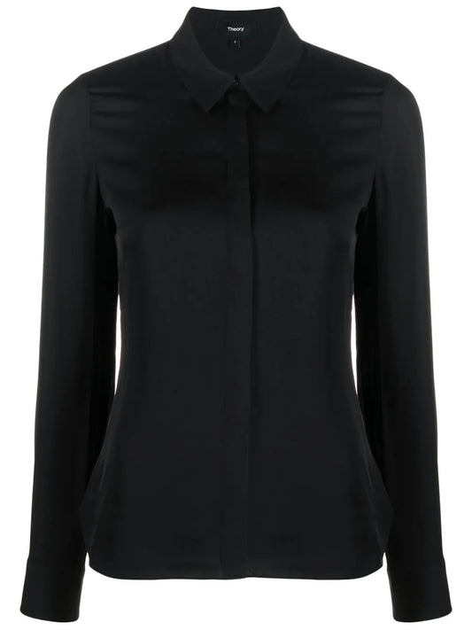 Silk Concealed Placket Shirt