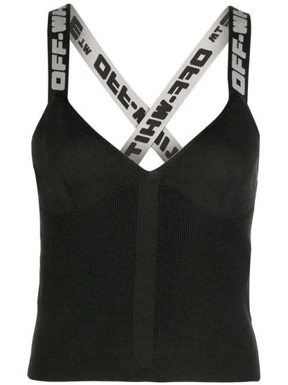 Logo-Tape Knitted Top