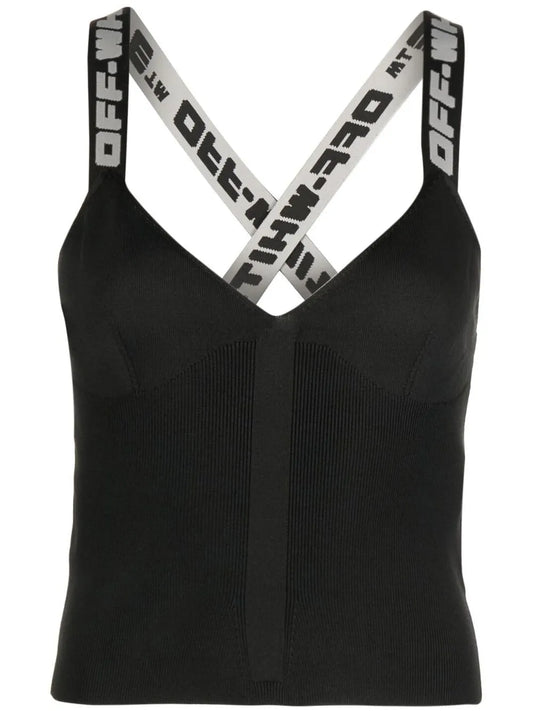 Logo-Tape Knitted Top