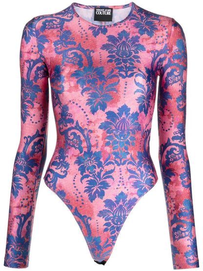 Floral-Print Long-Sleeved Bodysuit