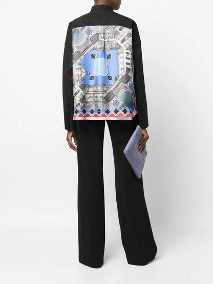 Sirene Scarf-Panel Poplin Shirt