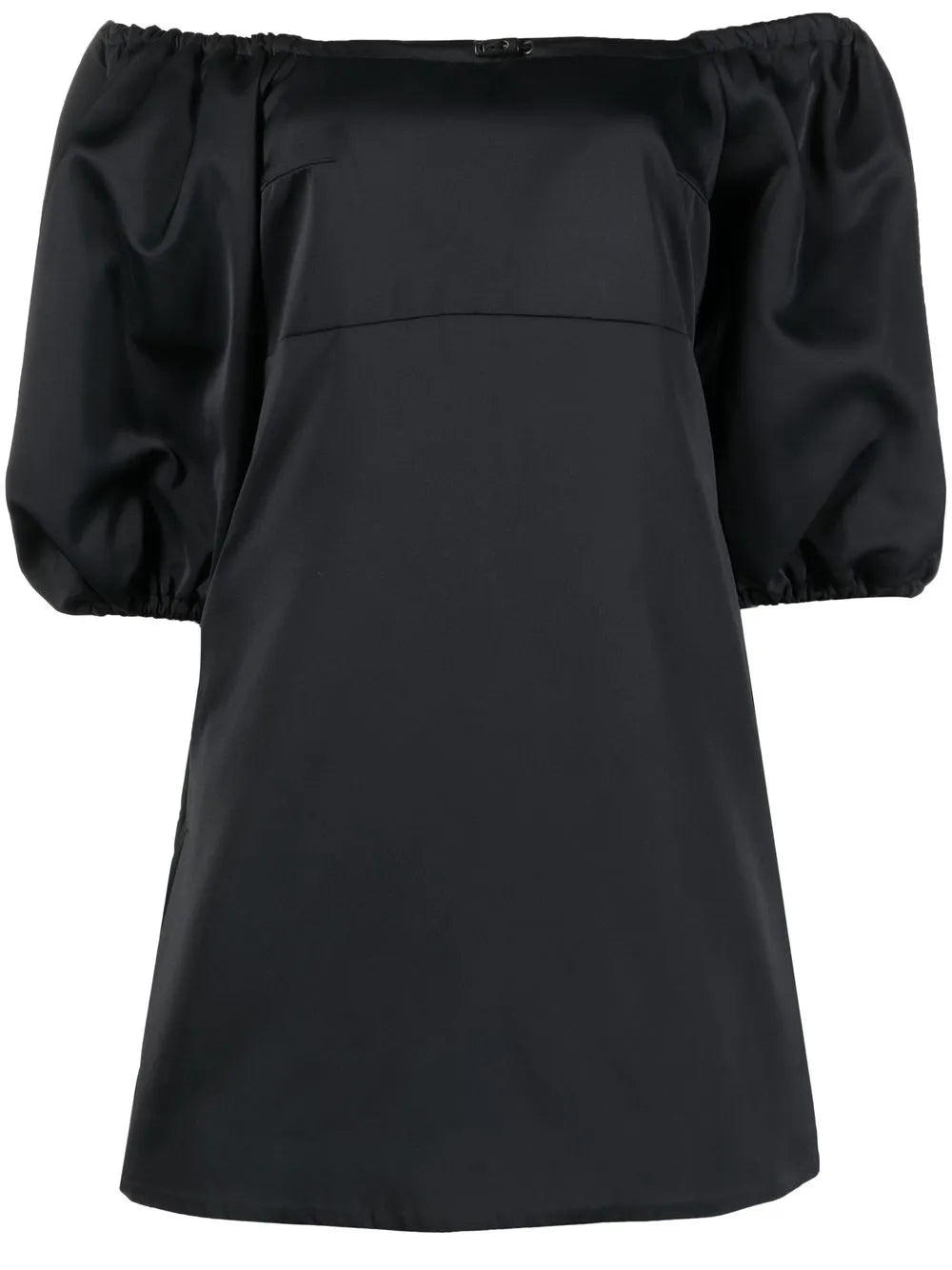 Puff-Sleeve Bardot Mini Dress
