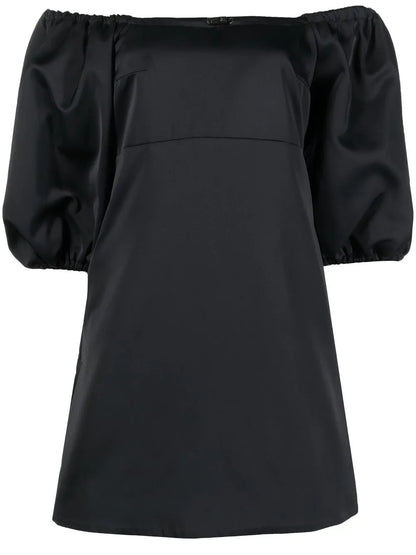 Puff-Sleeve Bardot Mini Dress