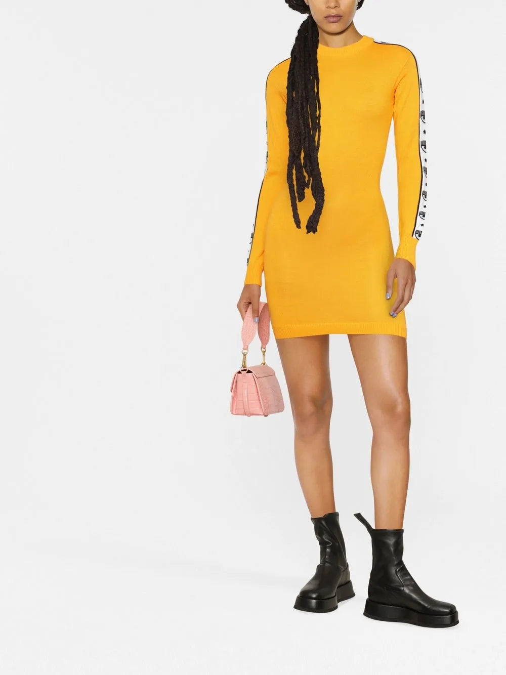 Logo-Tape Mini Knitted Dress