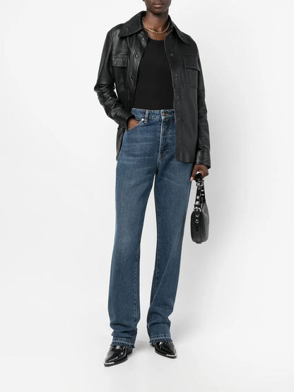 High-Waist Straight-Leg Jeans