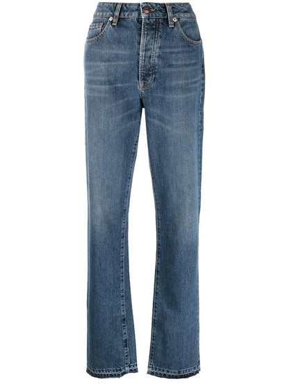 High-Waist Straight-Leg Jeans