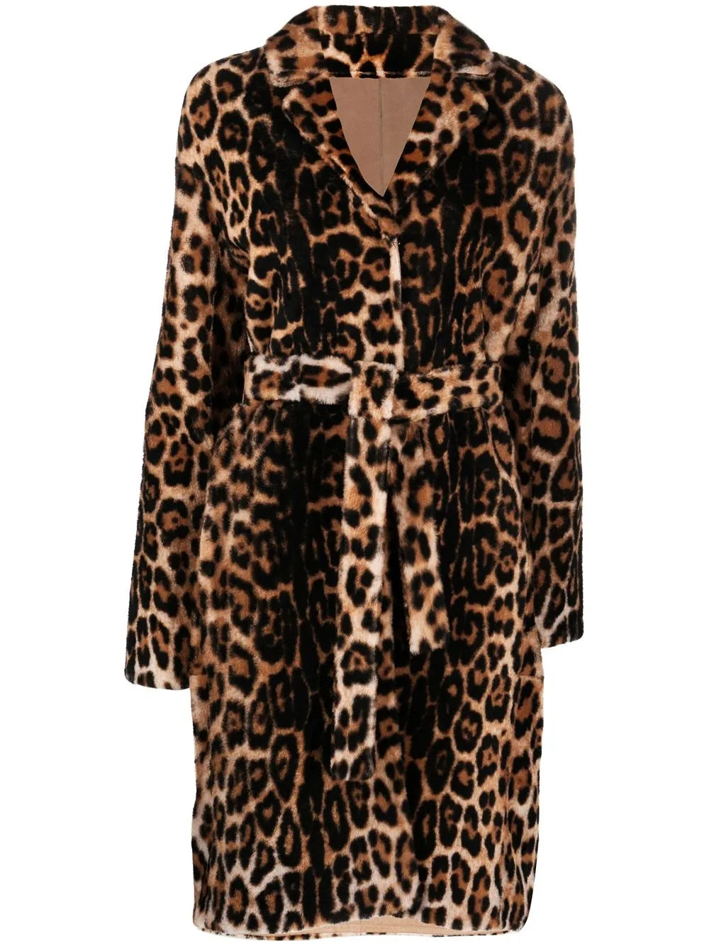 Leopard Print Belted Coat