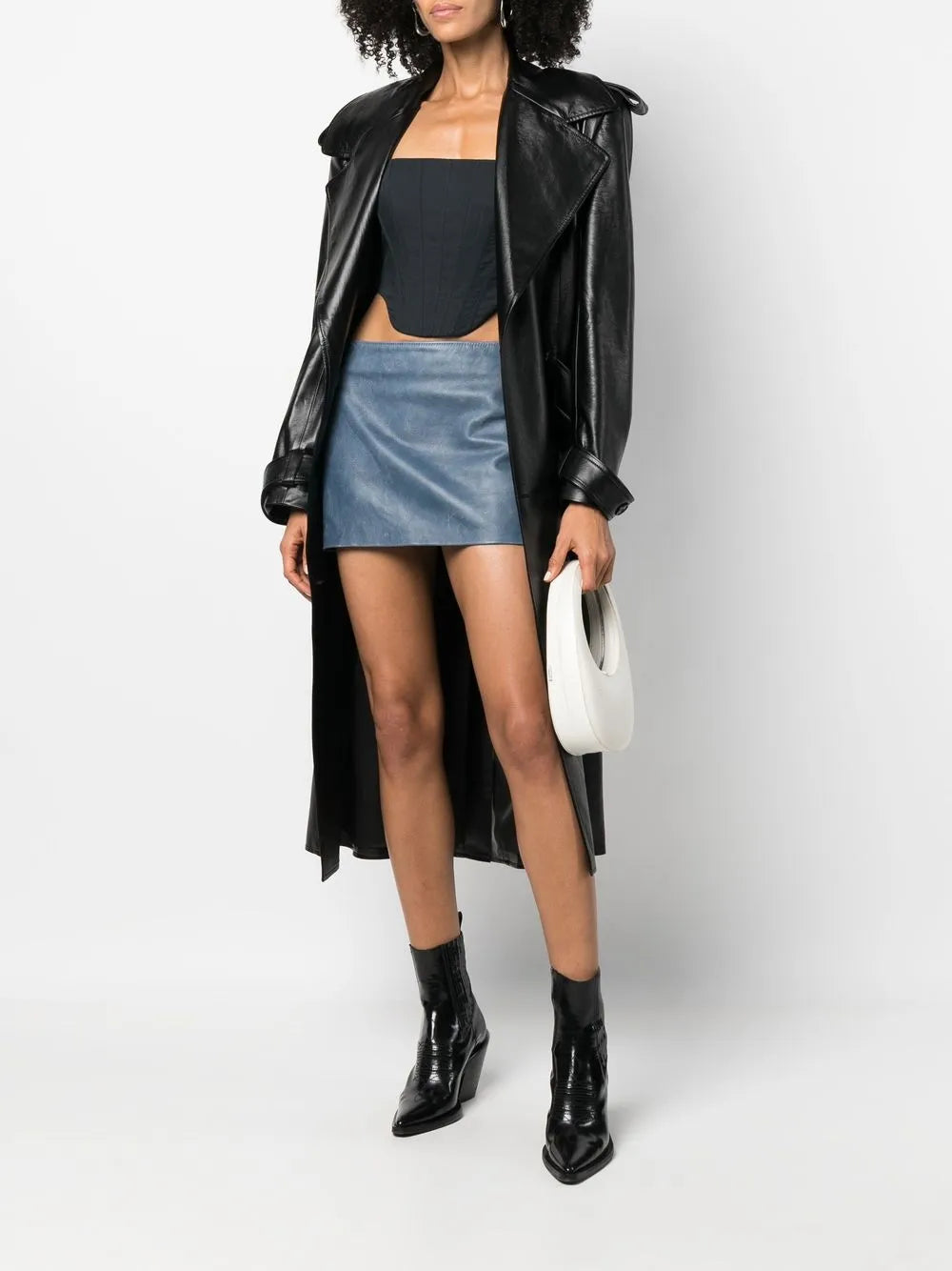Low-Rise Leather Mini Skirt