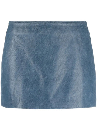 Low-Rise Leather Mini Skirt