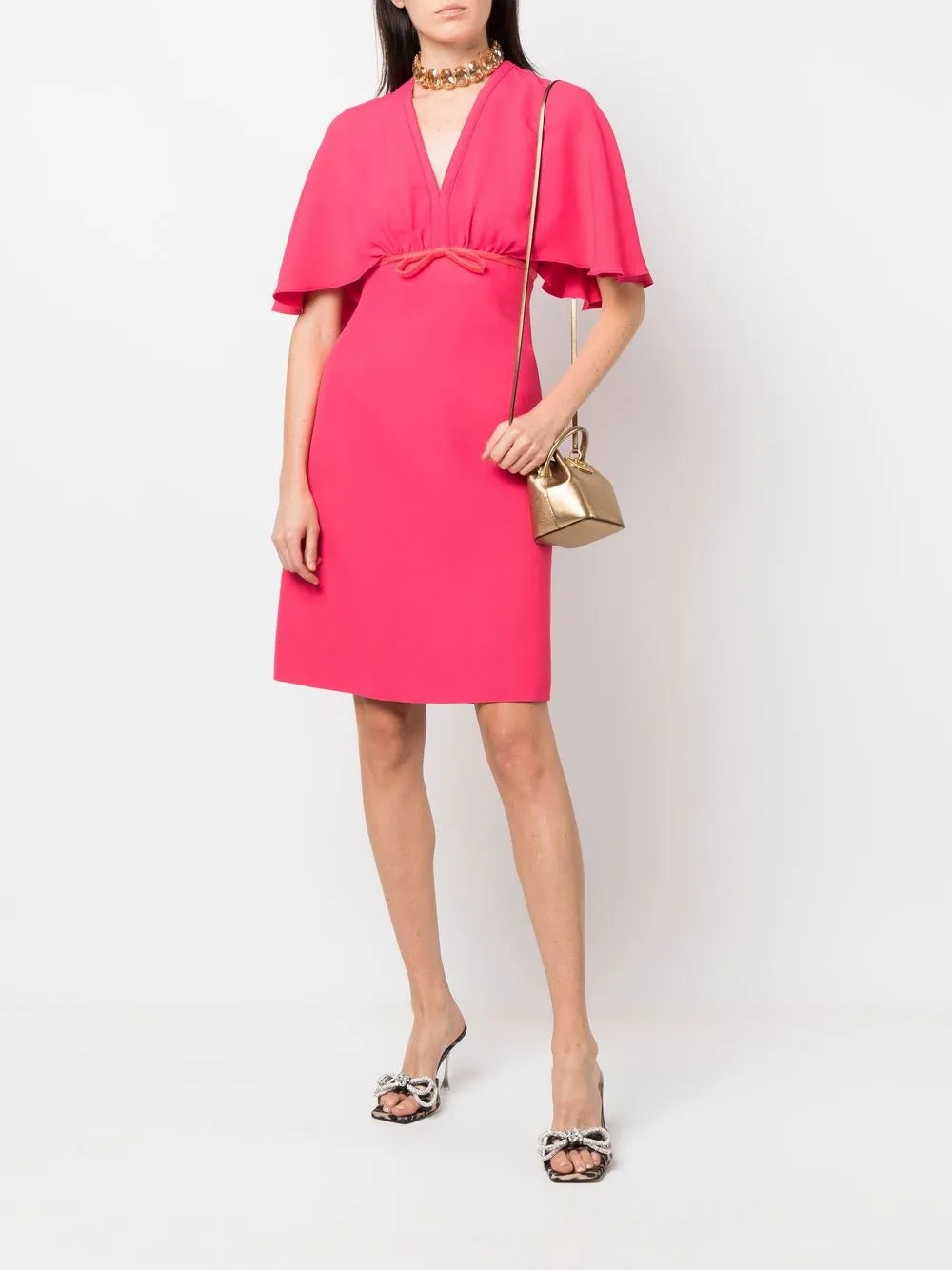 Bow-Detail V-Neck Dress