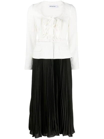 Pleated-Skirt Midi Dress