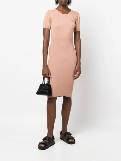 Orb-Logo Knitted Midi Dress